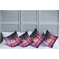 thumbnail image 2 of Ambesonne Tree Throw Pillow Cover 4 Pack, Palms Silhouette Purple, 16", Purple Black, 2 of 5