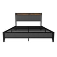 thumbnail image 5 of PORKISS Queen Size Bed Frame, Metal Platform Bed with Upholstered Headboard and Charging Station, Modern Queen Bed Frame with Metal Slats for Adults, No Box Spring Needed, Light Grey, 5 of 5