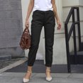 thumbnail image 1 of 2023 primavera mujer Jeans moda sólida ropa de calle algodón cintura elástica estiramiento casual con bolsillos nuevos pantalones vaqueros, 1 of 5