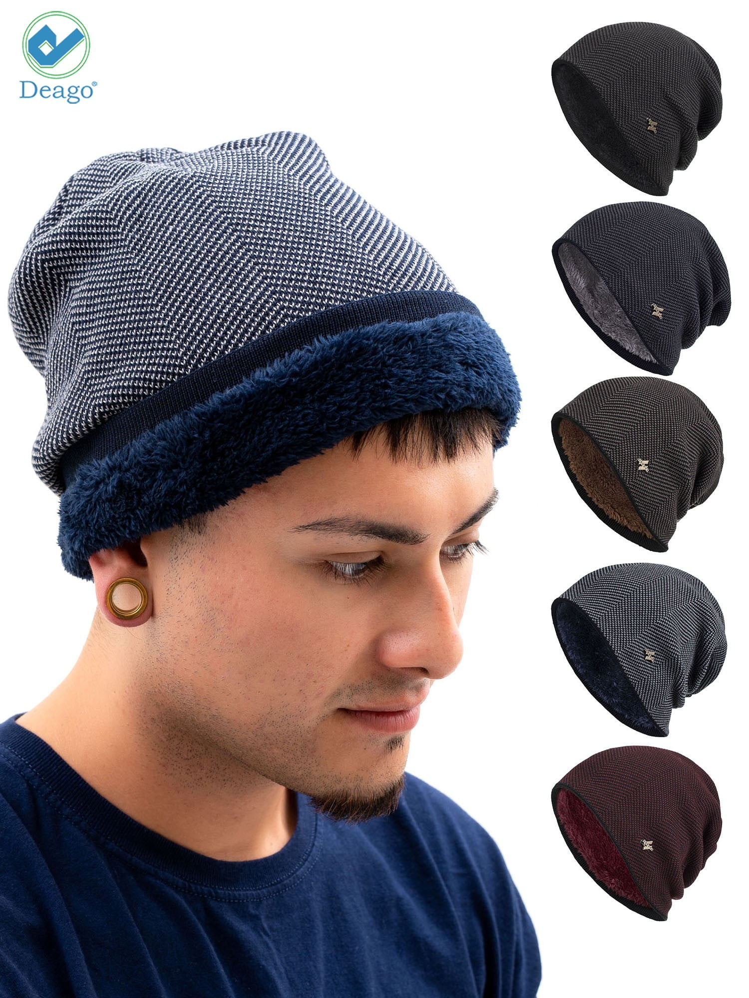 Deago Winter Beanie Knit Hats for Men & Women- Warm, Stretchy & Soft ...