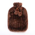 thumbnail image 1 of 2L Explosion Proof Plush Cold-proof Removable Hot Water Bottle Cover Winter Protective Case Faux Fur Fleece Heat Preservation Covers BROWN, 1 of 8