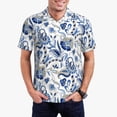 thumbnail image 5 of Yiaed Blue PaisleyPrint Men's Short Sleeve Polo Shirt,Golf Polo for Men Three-Button Golf Shirt Athletic Casual Collared T-Shirt- Small, 5 of 7