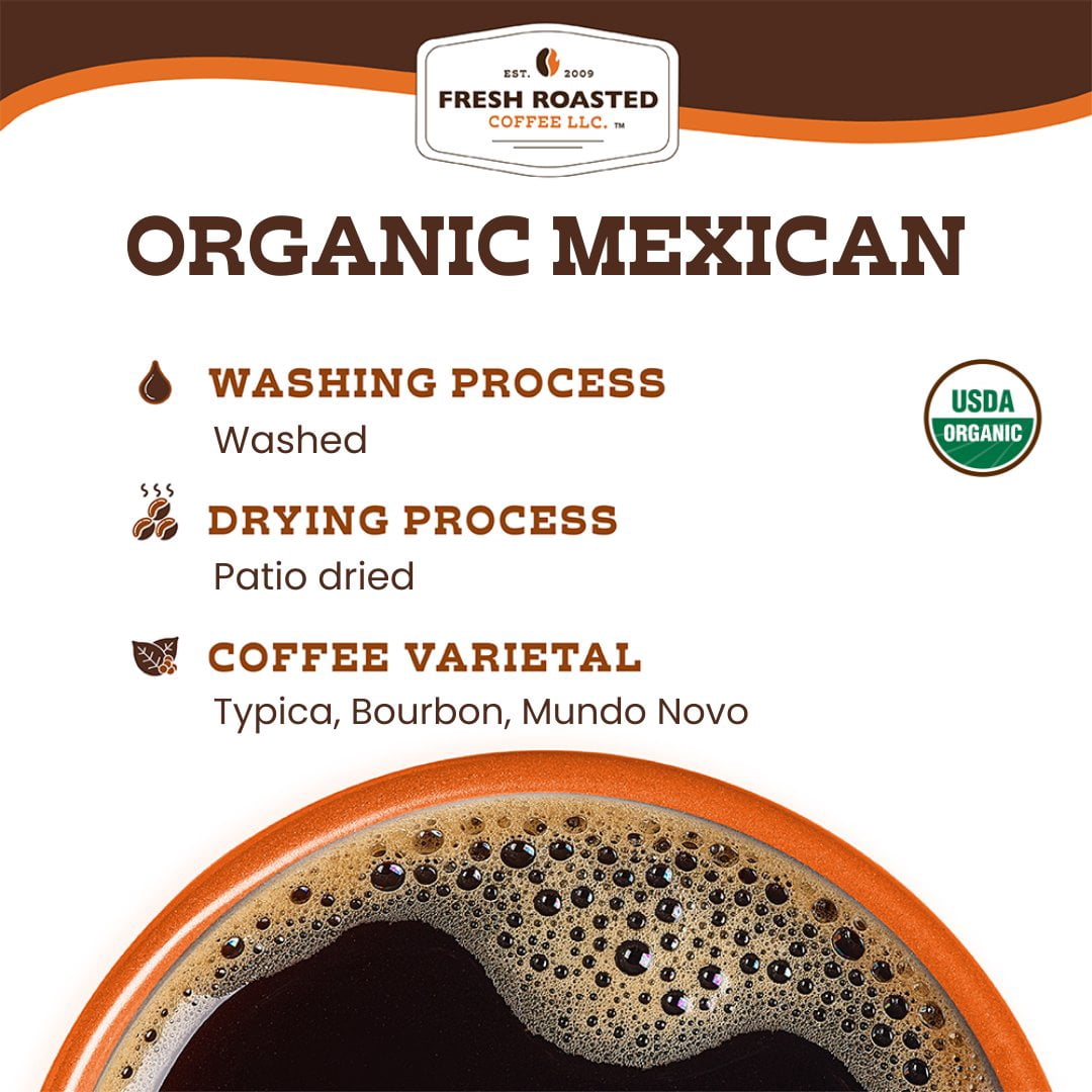 3 pack Fresh Roasted Coffee, Organic Mexican Coffee, Medium Roast, Whole Bean, 12 oz