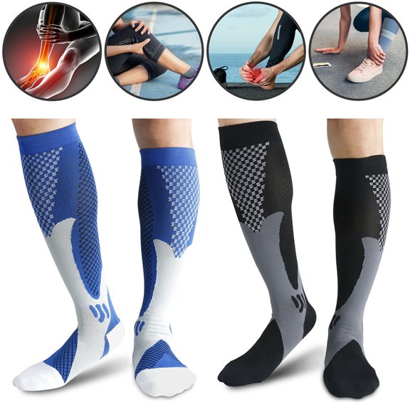 Compression Socks Black Running Socks,High Leg Support Stretch Pressure Circulation Long Socks