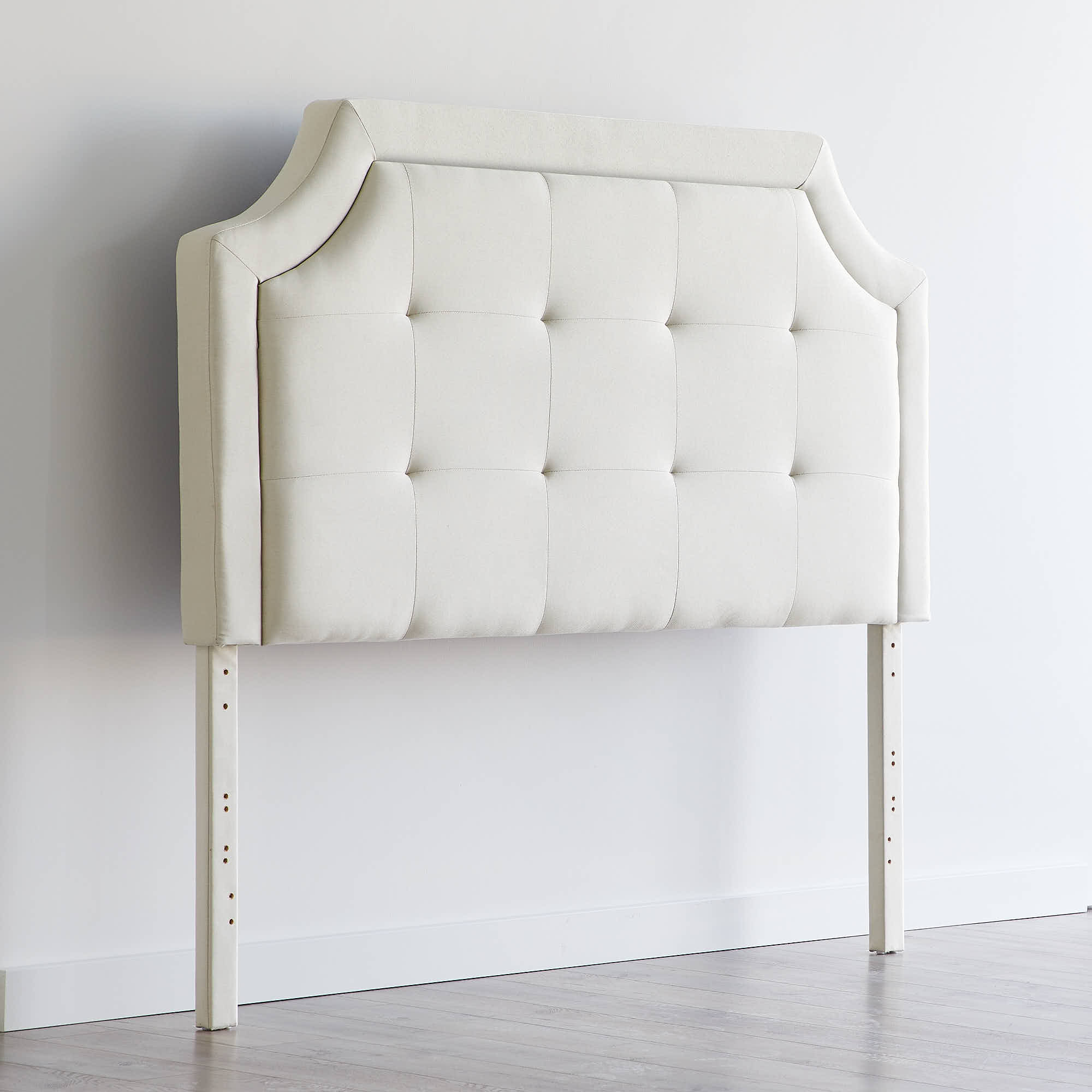 Rest Haven Scallop Edged Upholstered Headboard, Queen, Cream