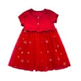 thumbnail image 1 of Robes Décontractées pour Filles Été en Maille Broderie Papillon Col Rond Manches Courtes Robe de Danse Fête Vêtements de Sport, Rouge, 6-7 Ans, 1 of 7