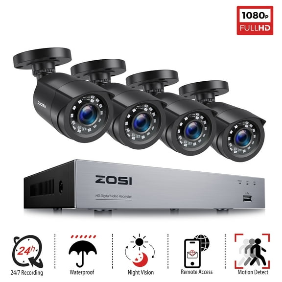 ZOSI 8CH 5MP Lite H.265  1080P Security Camera System Indoor Outdoor CCTV Cameras,Motion Alert,Remote Access,NO Hard Drive