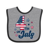 Inktastic 4th of July with Striped Stars Boys or Girls Baby Bib