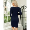 thumbnail image 4 of Maternity Ribbed Knit Long Sleeve Wrap V Neck Bodycon Fall Casual Sweater Mini Dress with Belt, 4 of 5