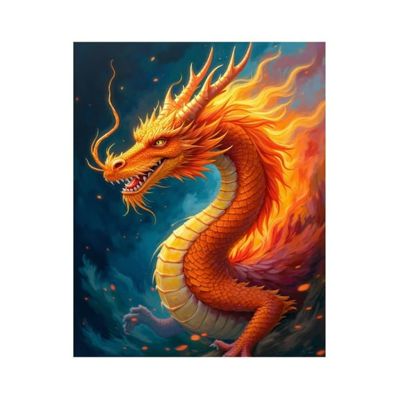 Paint by Numbers Kit for Adults, Fiery Majestic Dragon Fantasy Art Paint by Numbers, Easy Paint by Numbers Kit for Adults Beginner, DIY Adult Paint by Number Kits on Canvas, Home Decor