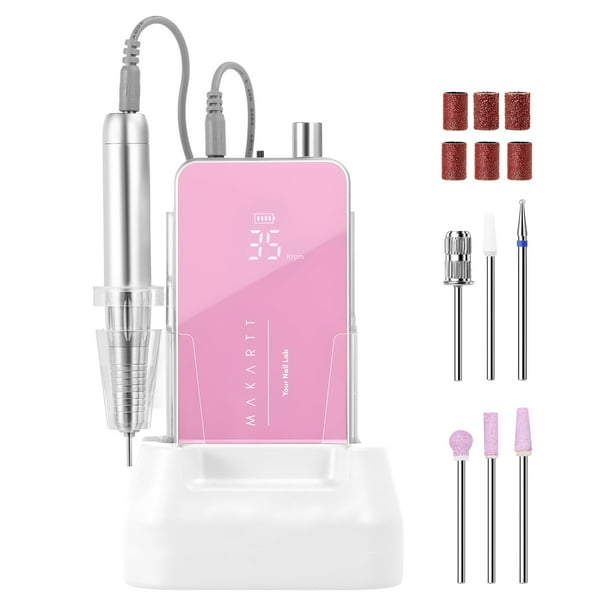 Lima eléctrica para uñas Makartt, 60 W, 35000 RPM, color rosa