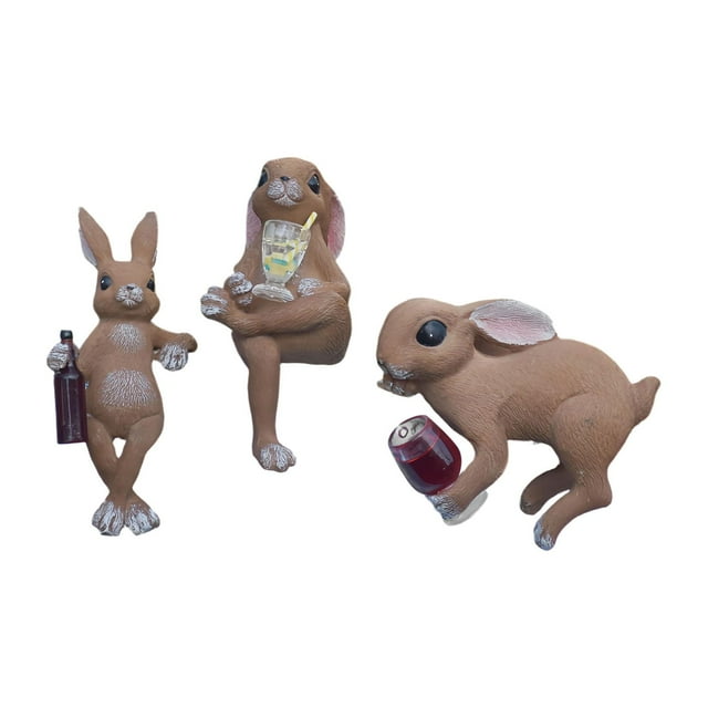 3 Figuras De Conejo De Pascua Para Jardín, Balcón, Interior Y Exterior.