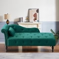 thumbnail image 6 of SYNGAR Tufted Upholstered Velvet Rolled Arm Chaise Lounges Indoor Chair, Right Arm Facing Chaise Lounge with Pillow, Nailhead Trim and Solid Wood Legs for Living Room Bedroom Office, Green, 6 of 12