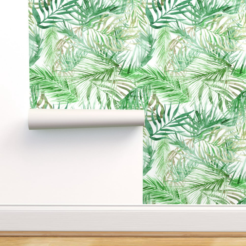 Peel-and-Stick Removable Wallpaper Tropical Green Palms Palm Leaves
