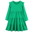 thumbnail image 2 of Girl's Dresses Cotton Ruffle Sleeve Tiered Swing A-Line Cute Midi Casual Sundress, 2 of 6