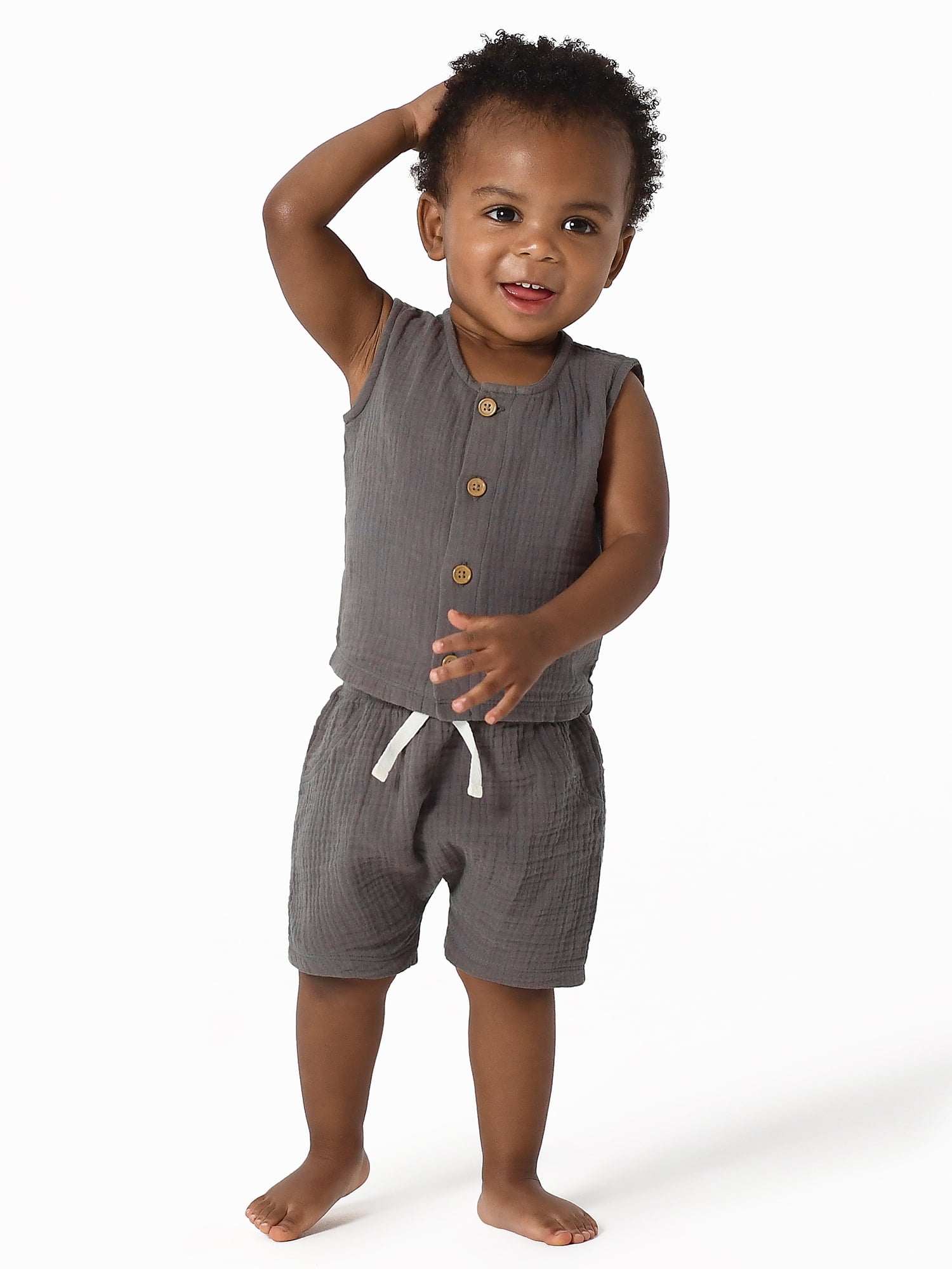 Modern Moments by Gerber Baby Boy Top and Short Outfit Set, 2 Piece, Sizes 0/3 Months-24 Months