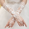 thumbnail image 1 of COMPUKAS Wedding Gloves for Bride White Full Finger Lace Design Fashionable and Comfortable, 1 of 5