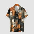 thumbnail image 2 of Fshinging Men'S Floral Shirts Cute Cartoon Cat Print Color Block Short Sleeve Button Plus Size Tropical Shirt, 2 of 3