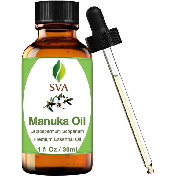 SVA Manuka Essential Oil – 1 Fl Oz – 100% Natural Manuka Oil - for Diffuser, Hair Care, Face, Skin Care, Aromatherapy, Scalp and Body Massage, Soap and Candle Making – with Dropper