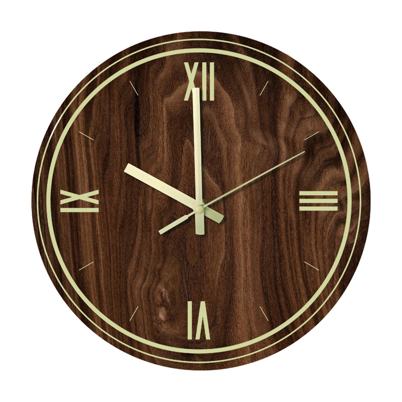 New 12 Inch Luminous Wall Clock Wooden Silent Mordern Household Article Indoor 