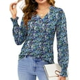 thumbnail image 3 of Fantaslook Womens Tops Dressy Blouses V Neck Puff Long Sleeve Tunic Tops Button Fall Shirts, 3 of 9