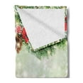 thumbnail image 2 of Christmas Soft Flannel Fleece Throw Blanket, Evergreen Fir Branches Red Ripe Holly Berries Blurred Backdrop Garland, Cozy Plush for Indoor and Outdoor Use, 60" x 80", Red Green Brown, by Ambesonne, 2 of 5