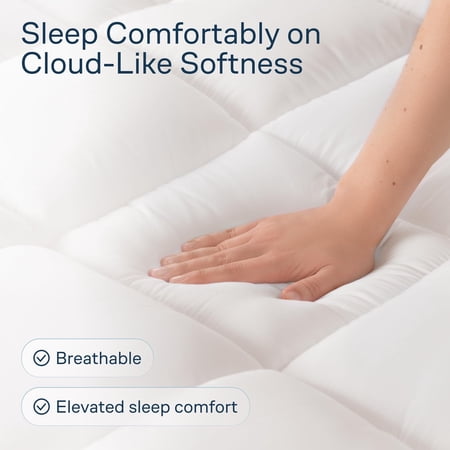 Niagara Sleep Solution 100% Cotton Top Queen Size Mattress Pad, Pillow Top
