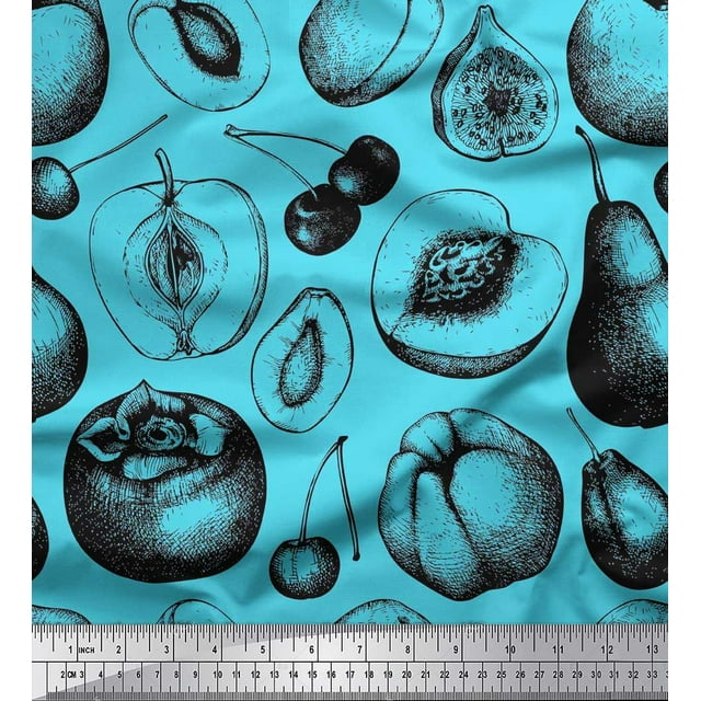 Soimoi Viscose Chiffon Fabric Mix Fruits Print Sewing Fabric Yard 42 Inch Wide