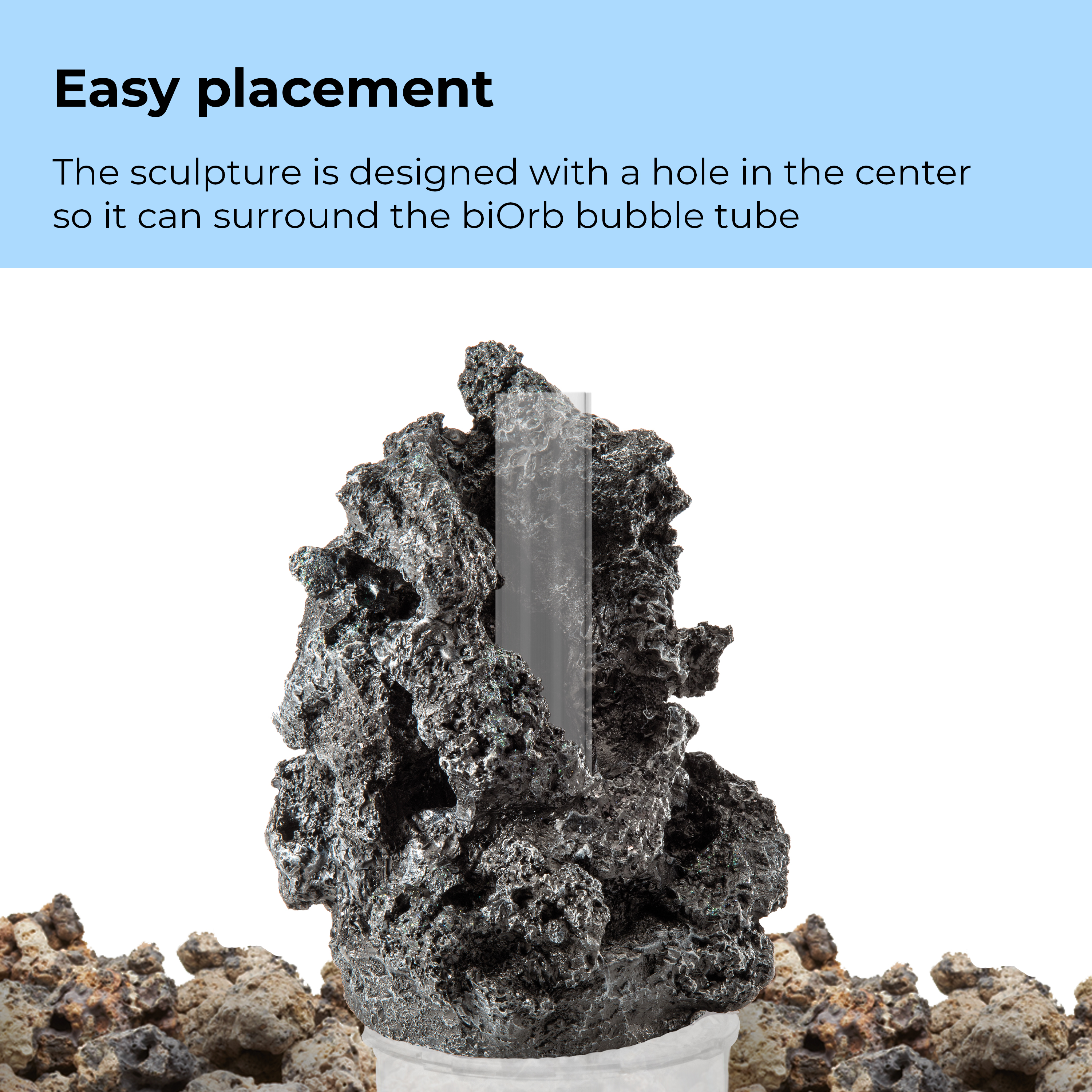 biOrb Black Mineral Stone Sculpture - Aquarium Decor
