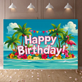 thumbnail image 5 of Tropical Island Themed Happy Birthday Banner Backdrop Party Decorations Photography Props for Birthday Party Beach Party Summer Party, 5 of 8