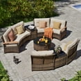 thumbnail image 6 of MEISSALIVVE 9 Piece Outdoor Patio Furniture Set, Half-Moon Curved Sofa Rattan Conversation Set with Wood Armrests, Coffee Table & Side Table(Beige）, 6 of 11