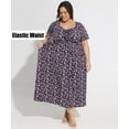 thumbnail image 5 of CASSIE LIZ Plus Size Dresses 2X Summer Midi Womens Sun Dresses Purple Floral Boho Beach Short Sleeve V Neck Loose Fit Spring Party Dresses with Pocket 2XL 18W 20W, 5 of 7