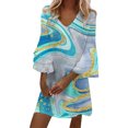 thumbnail image 1 of VISgogo Vestido de Manga 3/4 para Mujer con Estampado de Flores, Cuello en V Decoración de Volantes Ropa de Verano VISgogo  moda, 1 of 6