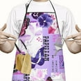 thumbnail image 2 of Purple Butterfly Flower Text Pattern Apron-Garden Aprons for Women with Pockets-Cotton Linen Waterproof Kitchen Cooking Gardening Aprons Adjustable for Kitchen,Cooking,BBQ and Salon 33x27 Inch, 2 of 7