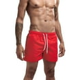 thumbnail image 4 of Swim Trunks Men Quick Dry Solid Color Three Part Beach Pants Straight Tube Loose Sports Red Swimwear Bathing Suit Swimming Shorts L, 4 of 7