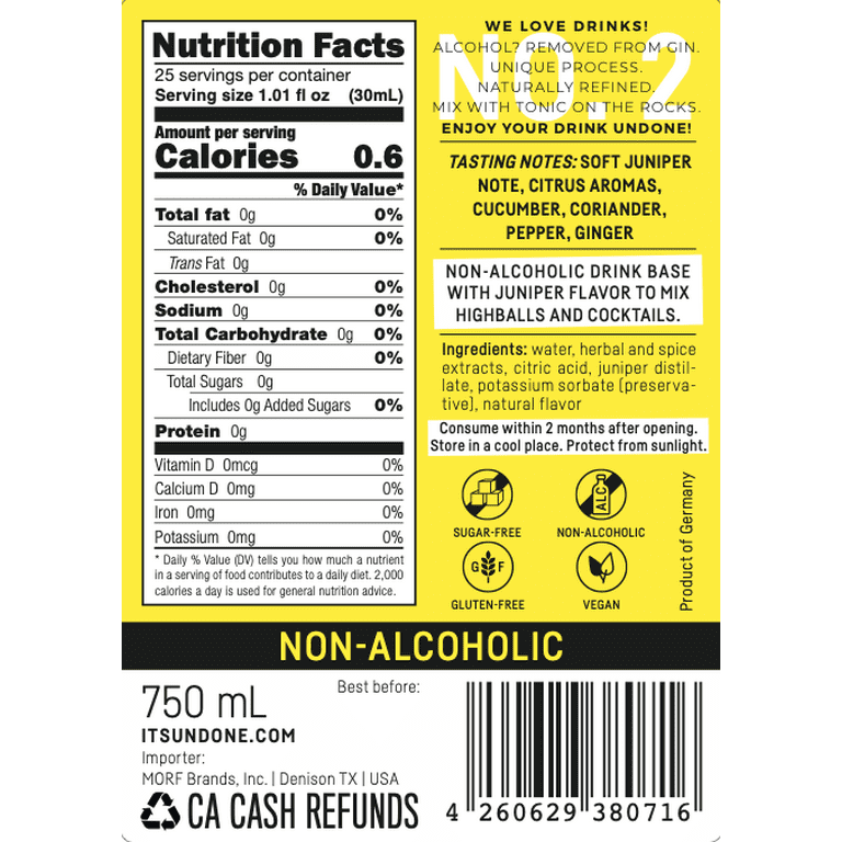 No.2 Zero (750 GIN | - Beverage Proof Gin NOT Spirits Alcoholic Juniper | UNDONE Alternative Non THIS Type IS For | Non-alcoholic Cocktails Alcohol mL) Free Gin