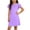Purple, variant on FAIWAD Girls Ruffle Sleeve Dress Kids Summer Crew Neck Pleated Front Casual Dress Solid Color A Line Sundress
