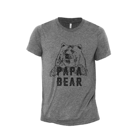 Papa Bear Men's Modern Fit Fun Casual T-Shirt Printed Graphic Tee Heather Grey Large