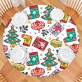 thumbnail image 2 of Festive Round Tablecloth for Christmas Day, 44 Inch Diameter with Elastic Edge to Stay Put During Gift Opening and Meals, 2 of 5