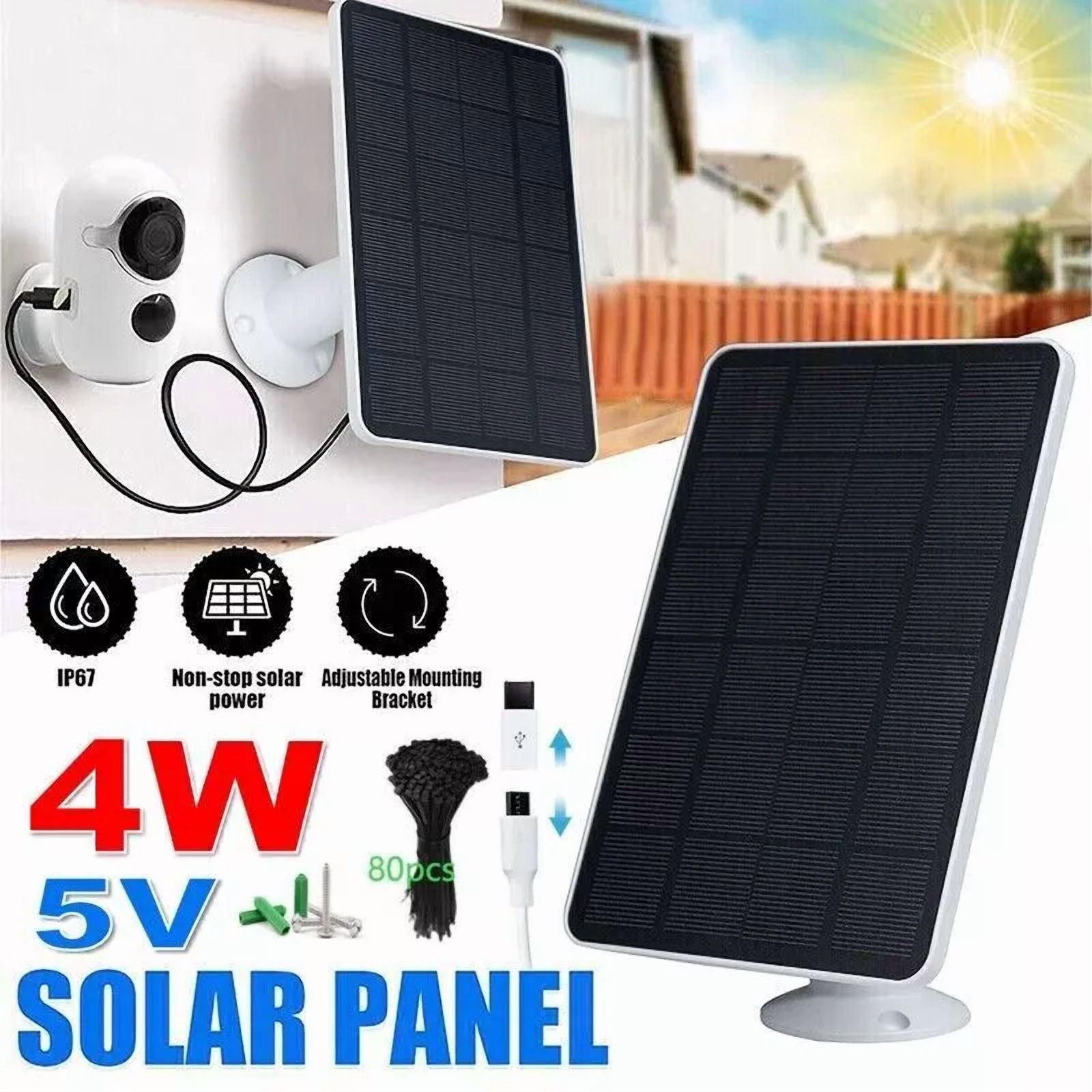 CRESTIN- Waterproof Solar Panel Kit For Arlo Essential Spotlight Camera Doorbell Charger
