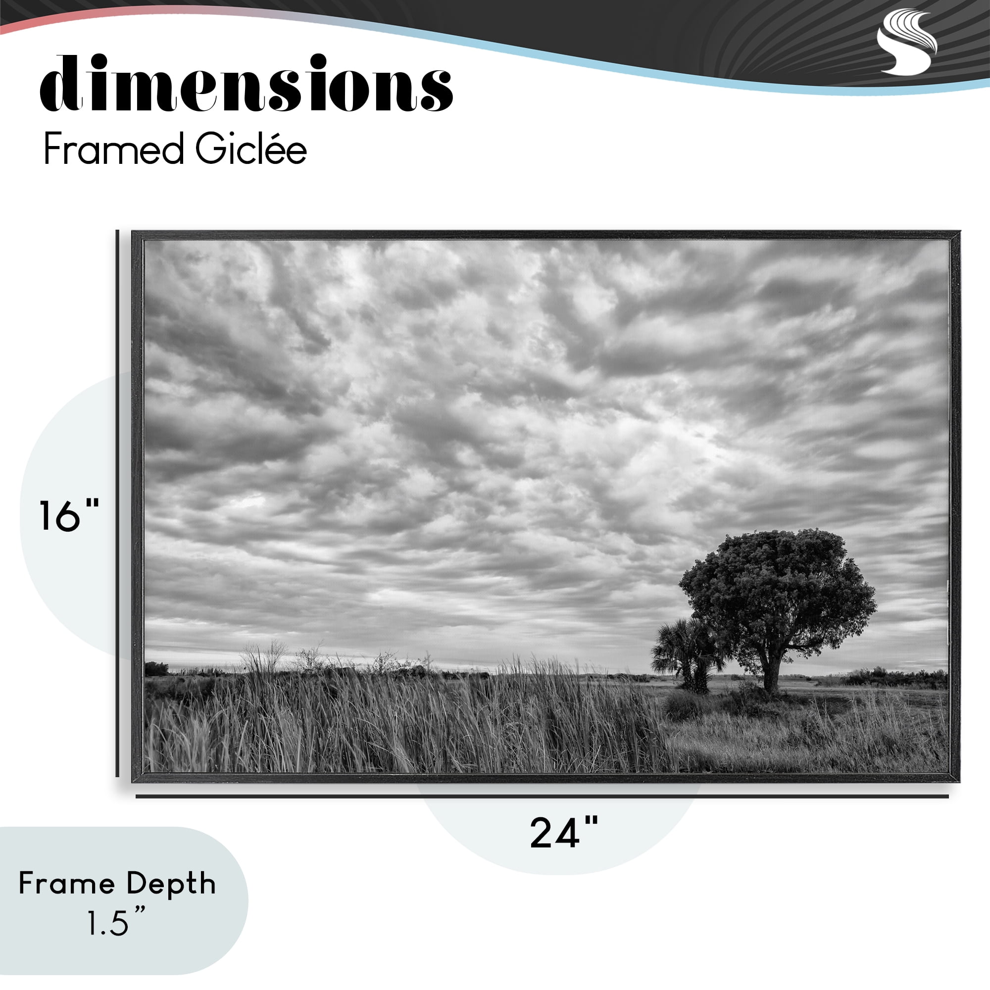 Stupell Industries Solitary Tree Beneath Clouds Black Framed Giclee Art, design by Jon Evan