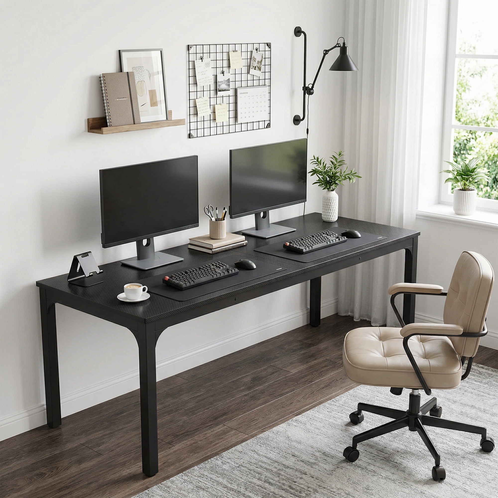 MAYEERTY 78.7" Extra Long Industrial Double Workstation Desk, 2-Person Home Office Desk with Heavy-Duty Metal Frame, 200lbs Capacity MDF Tabletop