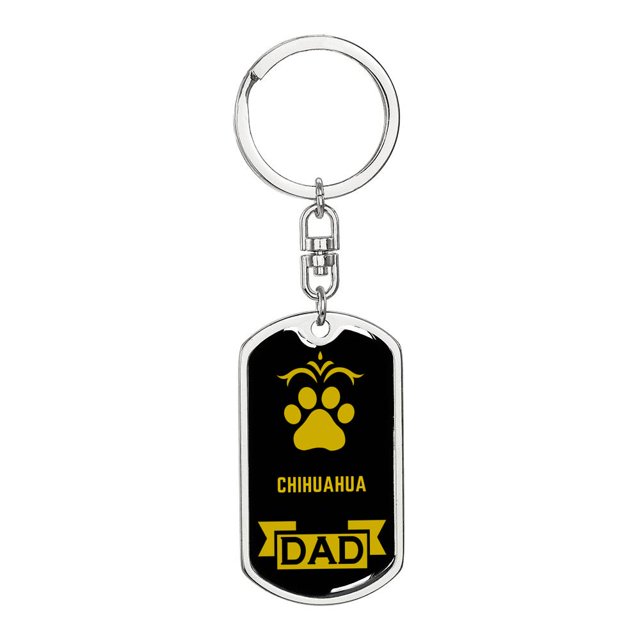 Chihuahua Keychain Stainless Steel or 18k Gold