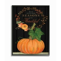 Stupell Industries Reasons To Be Thankful Pumpkin Fall Autumn Seasonal Design Framed Wall Art by Stephanie Workman Marrott