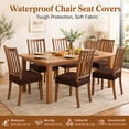 thumbnail image 4 of OKKEEY Waterproof Chair Seat Covers with Velcro Closure, 6Pcs Stretch Slipcovers for Dining Chairs, Removable Seat Cushion Protectors for Kitchen Chairs, Chocolate, 4 of 10