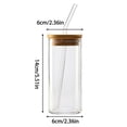 thumbnail image 3 of Glass Cup with Lid and Straw, 11.8oz Iced Coffee Tumbler with Bamboo Lid, Square Heatproof Glass for Coffee, Milk, Juice, Home, Office, School, Gift, 5.51"x2.36", 3 of 6