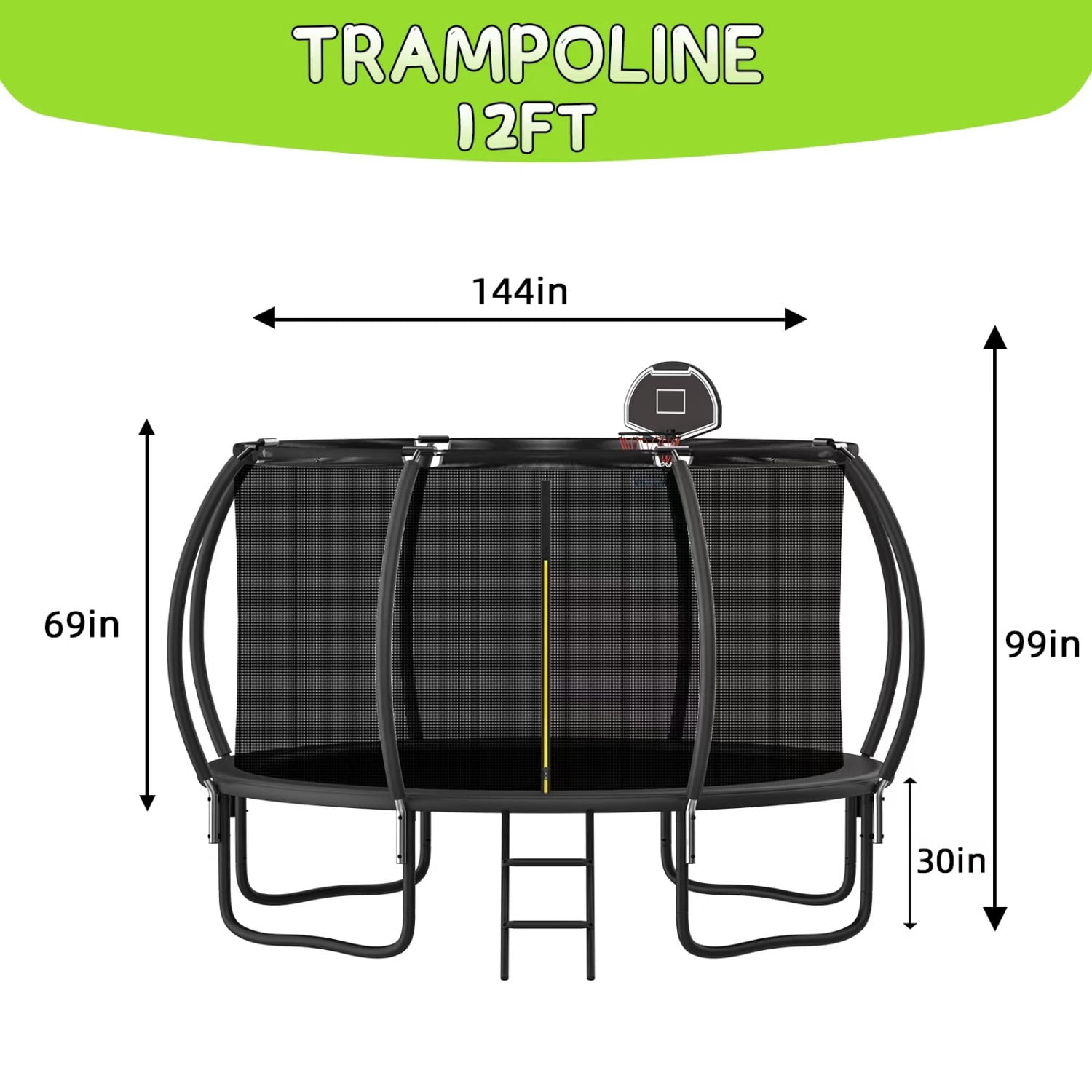 Shengchao Trade 12FT Round Backyard Trampoline with Safety Enclosure Net and T-Hook