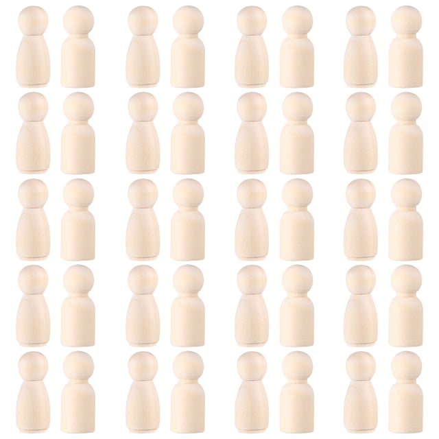 40 unids Peg Peg People Dolls Figuras inacabadas Muñecas de madera Muñecas Pintura artesanías para el arte artesanal de bricolaje