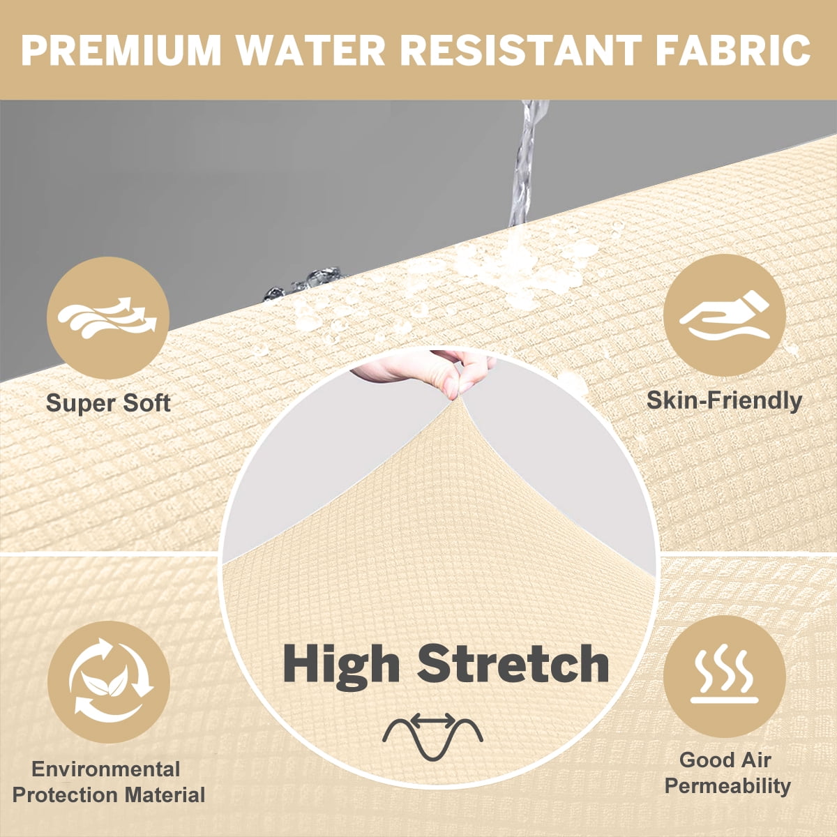 Sanmadrola 100% Waterproof Sofa Cover Non Slip Couch Cover Stretch Slipcover Leakproof Couch Protector for Kids Dogs Cats Pets, Beige, Oversized Sofa