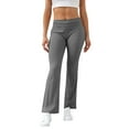 thumbnail image 2 of Ladies Low Rise Flare Yoga Pants Solid Color Slim Fit Casual Bootcut Trousers Gray S, 2 of 8